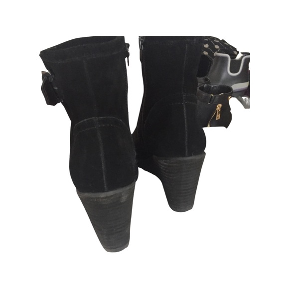 Fergie Black Suede Wedge Booties EUC - Picture 5 of 7